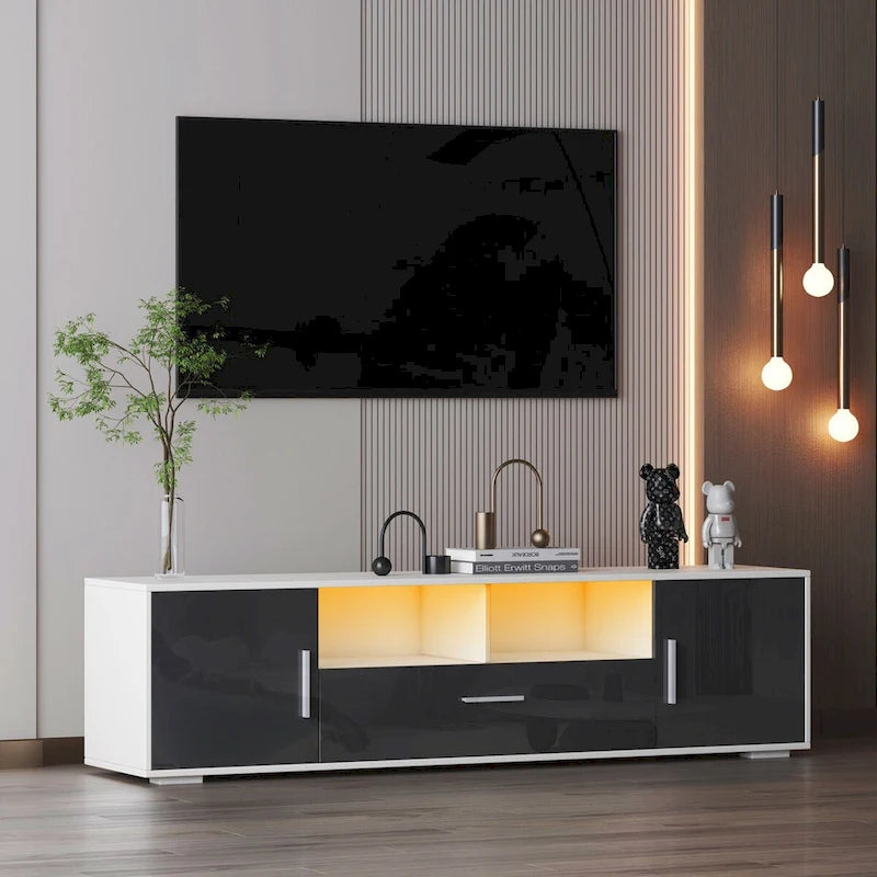 Mobile TV, porta TV, centro di intrattenimento, postazione TV, console TV, console con striscia luminosa a LED, striscia luminosa telecomandabile