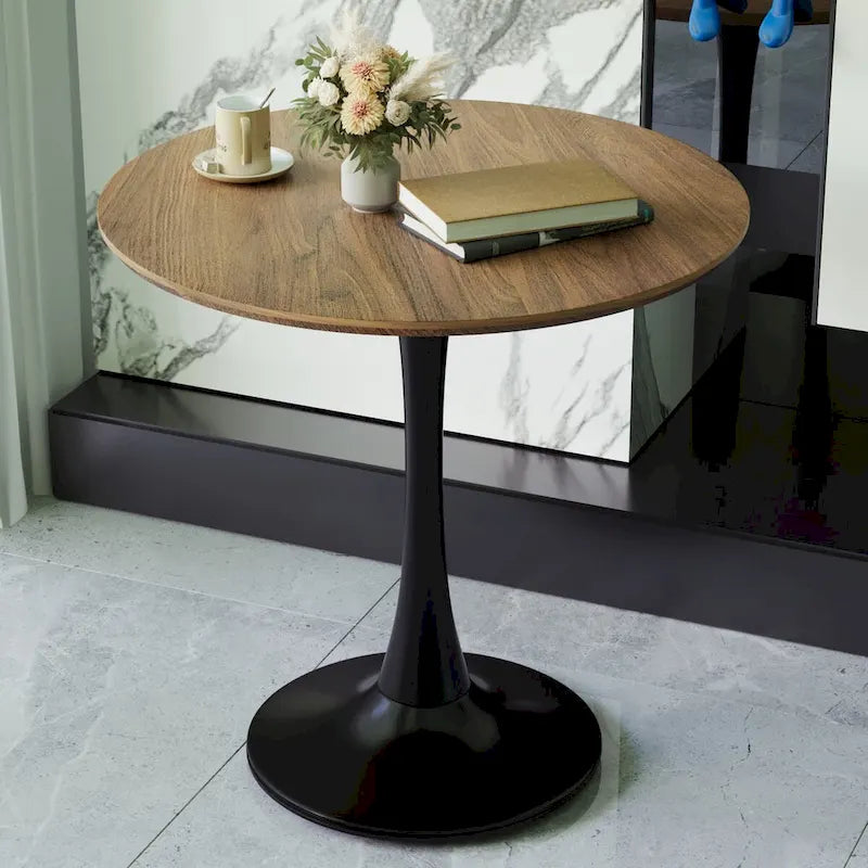 Tavolo da pranzo rotondo, tavolo da pranzo da cucina Tulip da 80 cm per 2-4 persone con piano in MDF e base a piedistallo, tavolino da salotto