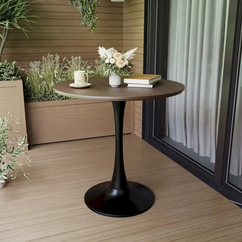 Tavolo da pranzo rotondo, tavolo da pranzo da cucina Tulip da 80 cm per 2-4 persone con piano in MDF e base a piedistallo, tavolino da salotto