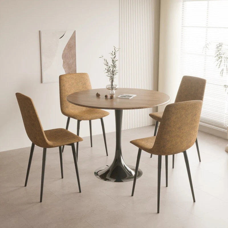Tavolo da pranzo rotondo, tavolo da pranzo da cucina Tulip da 80 cm per 2-4 persone con piano in MDF e base a piedistallo, tavolino da salotto