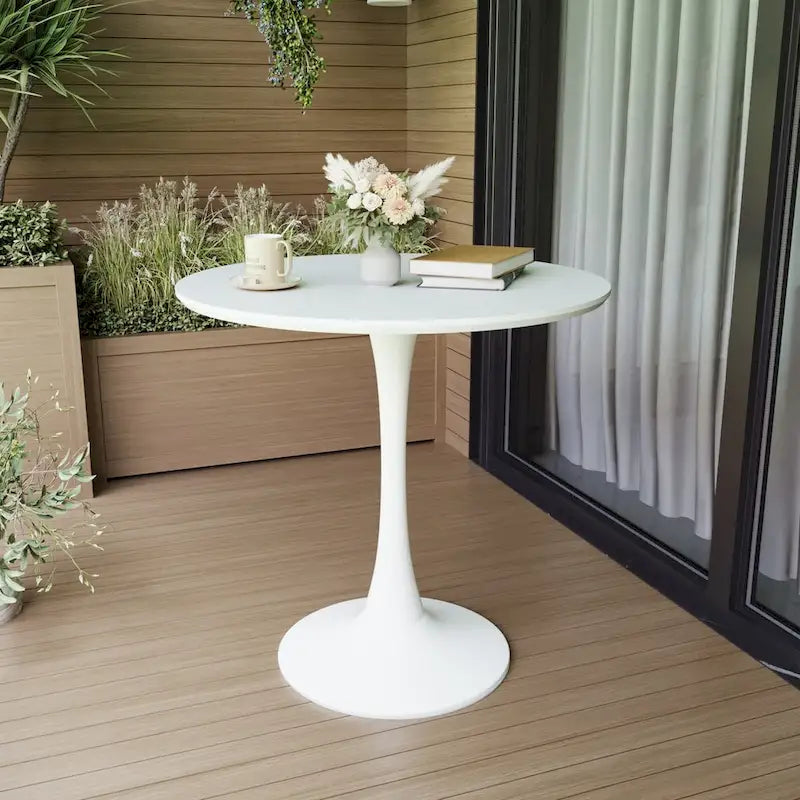 Tavolo da pranzo rotondo, tavolo da pranzo da cucina Tulip da 80 cm per 2-4 persone con piano in MDF e base a piedistallo, tavolino da salotto