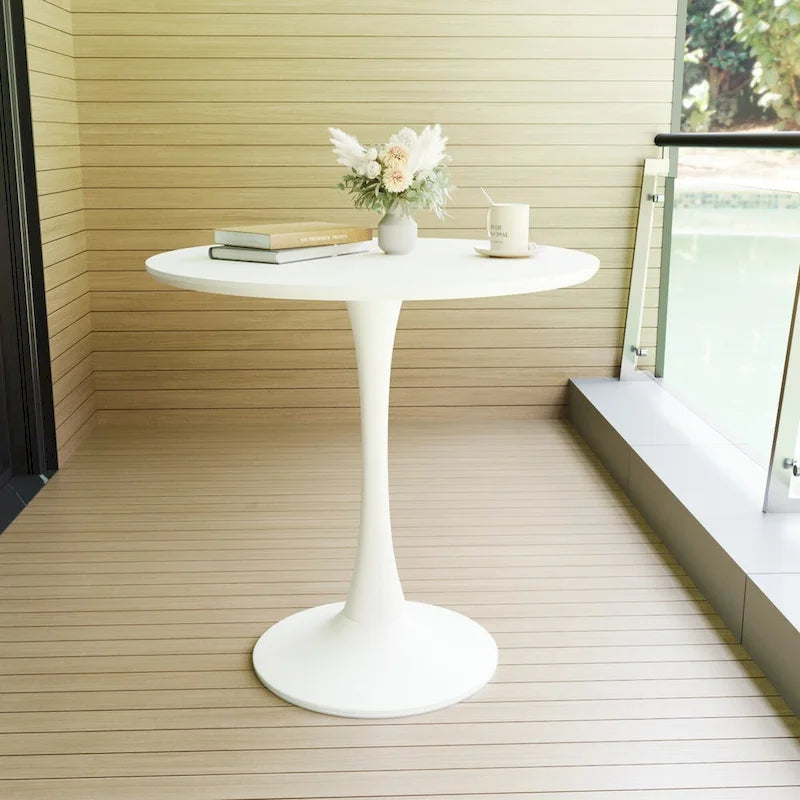 Tavolo da pranzo rotondo, tavolo da pranzo da cucina Tulip da 80 cm per 2-4 persone con piano in MDF e base a piedistallo, tavolino da salotto