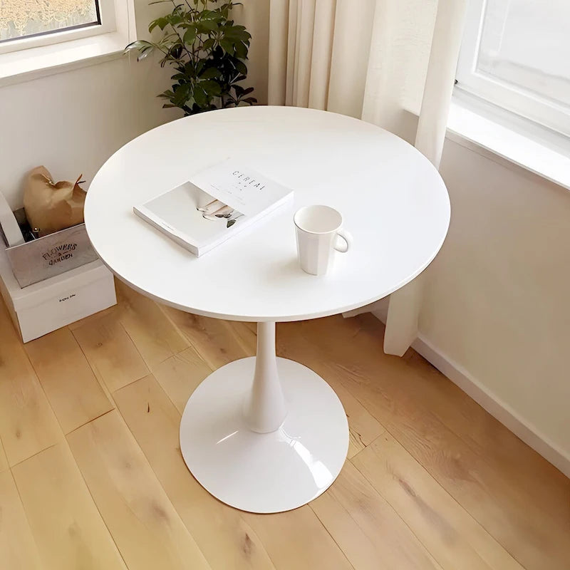 Tavolo da pranzo rotondo, tavolo da pranzo da cucina Tulip da 80 cm per 2-4 persone con piano in MDF e base a piedistallo, tavolino da salotto