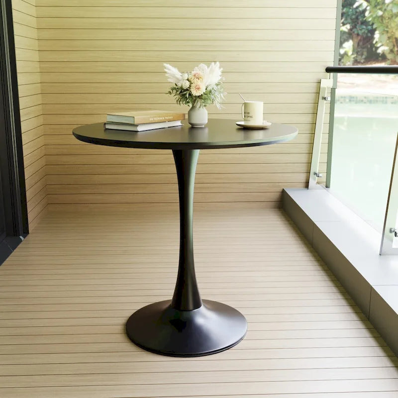 Tavolo da pranzo rotondo, tavolo da pranzo da cucina Tulip da 80 cm per 2-4 persone con piano in MDF e base a piedistallo, tavolino da salotto