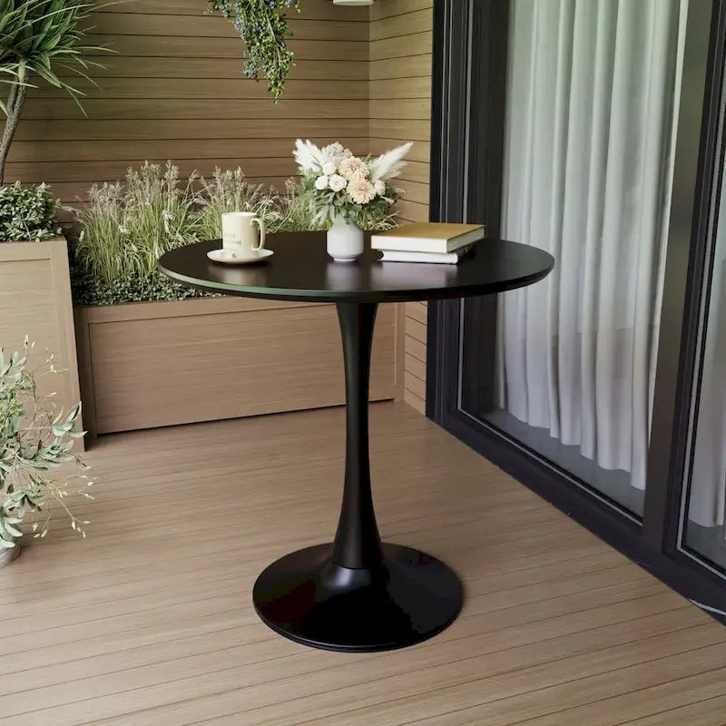 Tavolo da pranzo rotondo, tavolo da pranzo da cucina Tulip da 80 cm per 2-4 persone con piano in MDF e base a piedistallo, tavolino da salotto