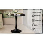 Tavolo da pranzo rotondo, tavolo da pranzo da cucina Tulip da 80 cm per 2-4 persone con piano in MDF e base a piedistallo, tavolino da salotto
