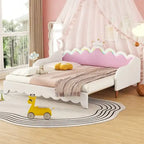Divano letto estensibile gemello con luci a LED, divano letto principessa imbottito