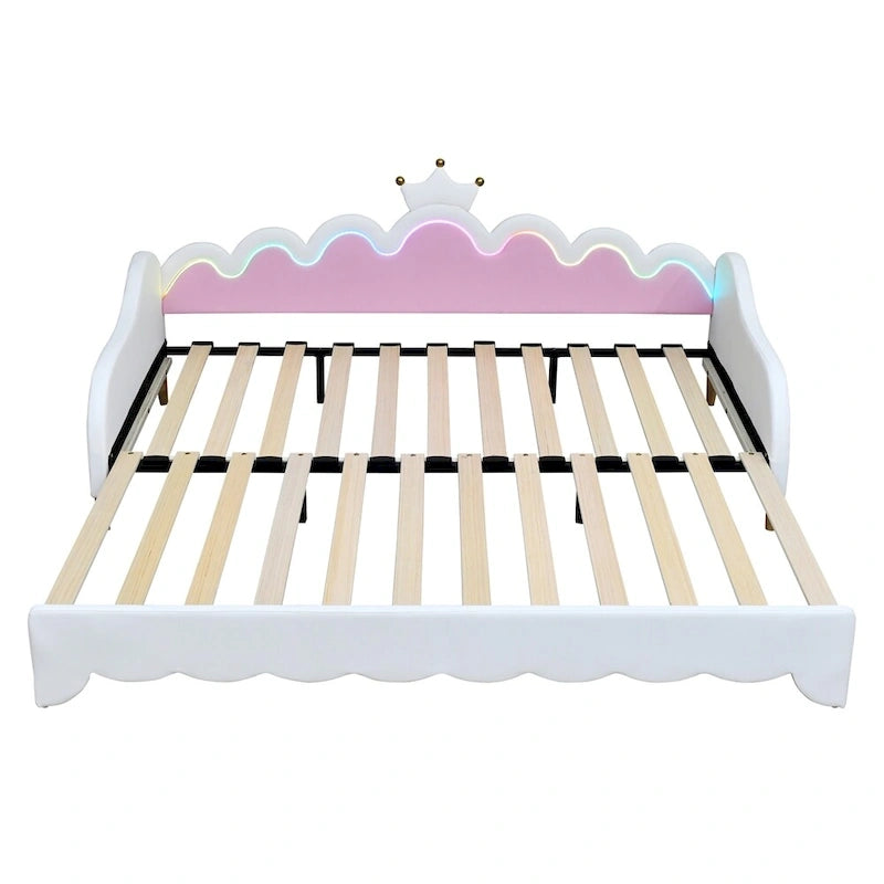 Divano letto estensibile gemello con luci a LED, divano letto principessa imbottito