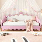 Divano letto estensibile gemello con luci a LED, divano letto principessa imbottito