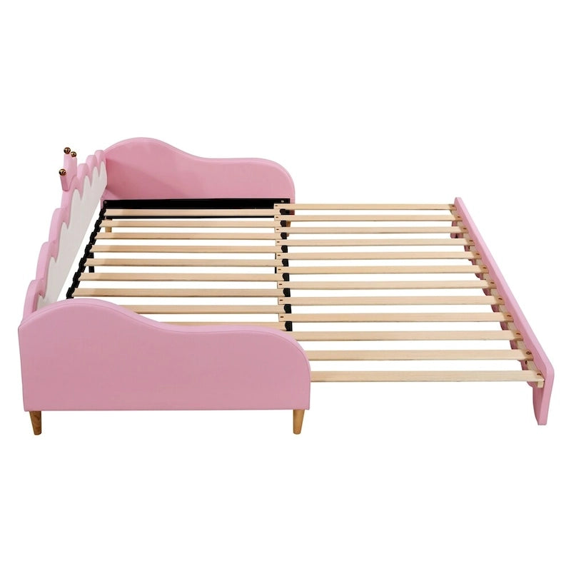 Divano letto estensibile gemello con luci a LED, divano letto principessa imbottito