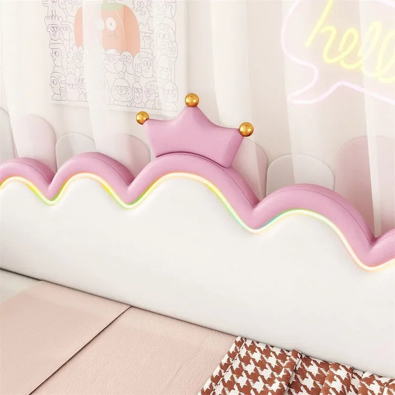 Divano letto estensibile gemello con luci a LED, divano letto principessa imbottito