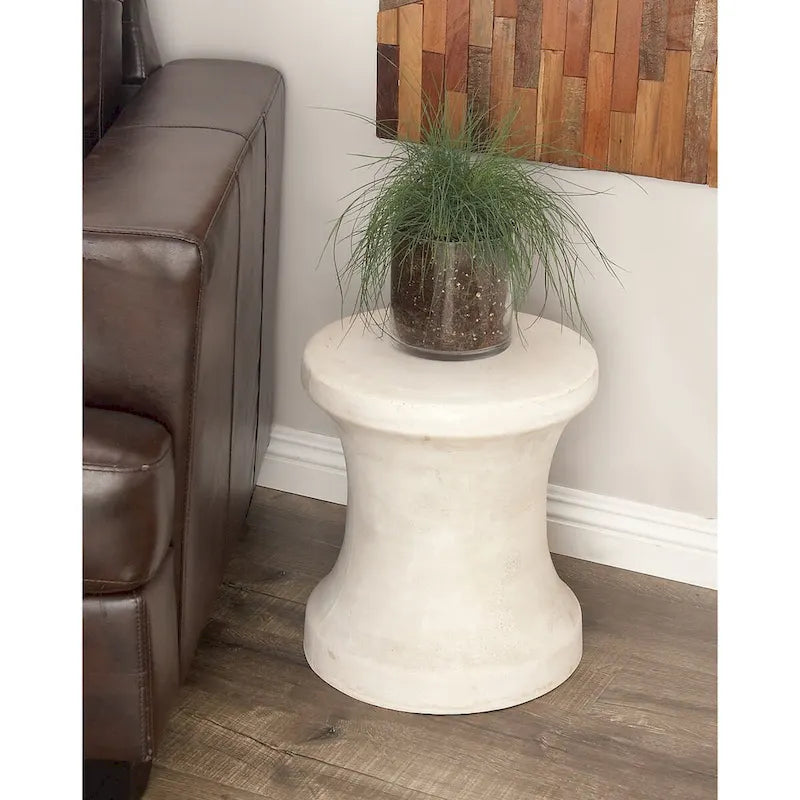 Tavolino d'appoggio da esterno a clessidra in Fiberclay con effetto invecchiato - Bianco o nero