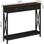 Tavolo Consolle da Ingresso 47 stile Farmhouse con Cassetto - 11.8P x 47.19L x 31.5H