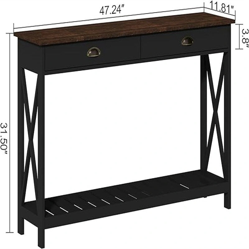 Tavolo Consolle da Ingresso 47 stile Farmhouse con Cassetto - 11.8P x 47.19L x 31.5H