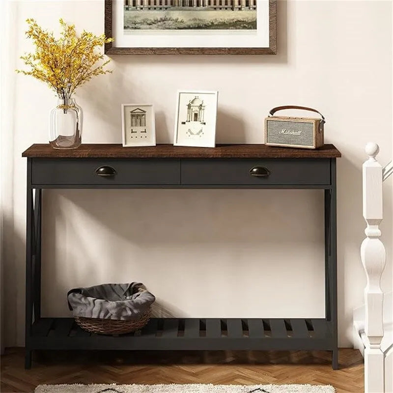 Tavolo Consolle da Ingresso 47 stile Farmhouse con Cassetto - 11.8P x 47.19L x 31.5H