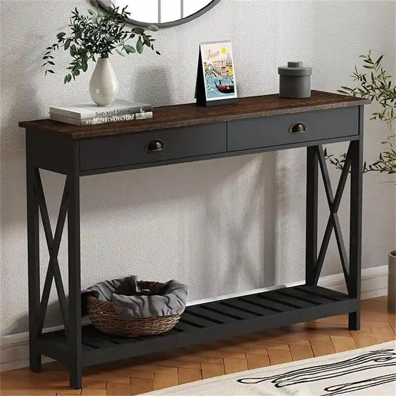 Tavolo Consolle da Ingresso 47 stile Farmhouse con Cassetto - 11.8P x 47.19L x 31.5H