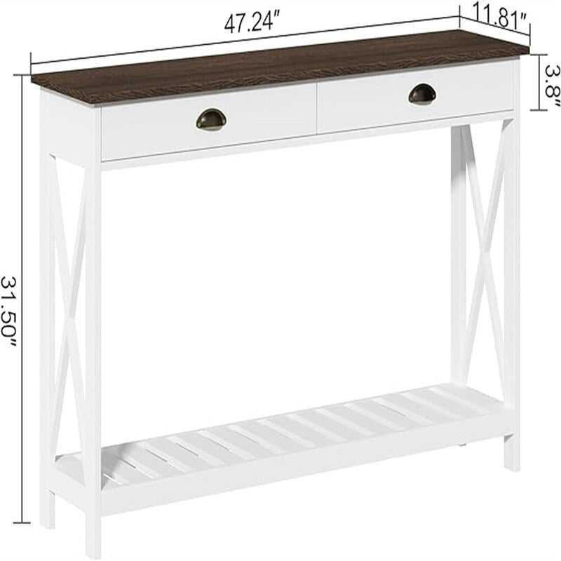 Tavolo Consolle da Ingresso 47 stile Farmhouse con Cassetto - 11.8P x 47.19L x 31.5H