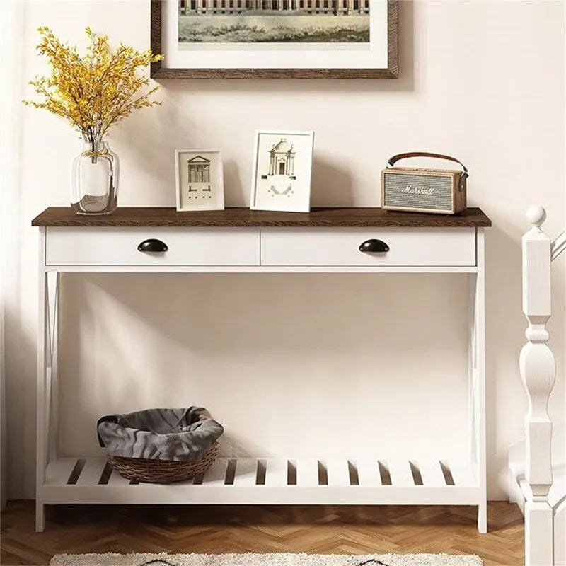 Tavolo Consolle da Ingresso 47 stile Farmhouse con Cassetto - 11.8P x 47.19L x 31.5H