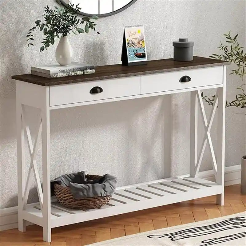 Tavolo Consolle da Ingresso 47 stile Farmhouse con Cassetto - 11.8P x 47.19L x 31.5H
