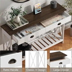 Tavolo Consolle da Ingresso 47 stile Farmhouse con Cassetto - 11.8P x 47.19L x 31.5H