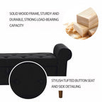 Panca contenitore imbottita con bottoni, 62 pollici, per camera da letto, pouf moderno rivestito in tessuto, panca da finestra, design con braccioli arrotolati per camera da letto