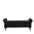 Panca contenitore imbottita con bottoni, 62 pollici, per camera da letto, pouf moderno rivestito in tessuto, panca da finestra, design con braccioli arrotolati per camera da letto