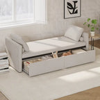 Divano Letto Moderno Imbottito Chaise Longue Letto Singolo Piccolo con 2 Cassetti