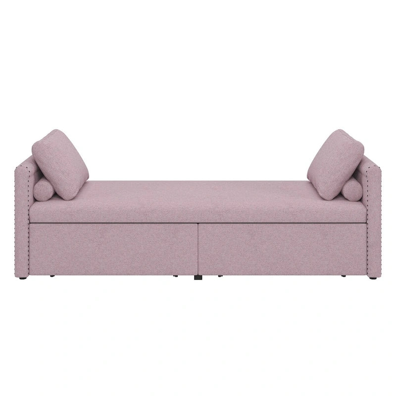 Divano Letto Moderno Imbottito Chaise Longue Letto Singolo Piccolo con 2 Cassetti