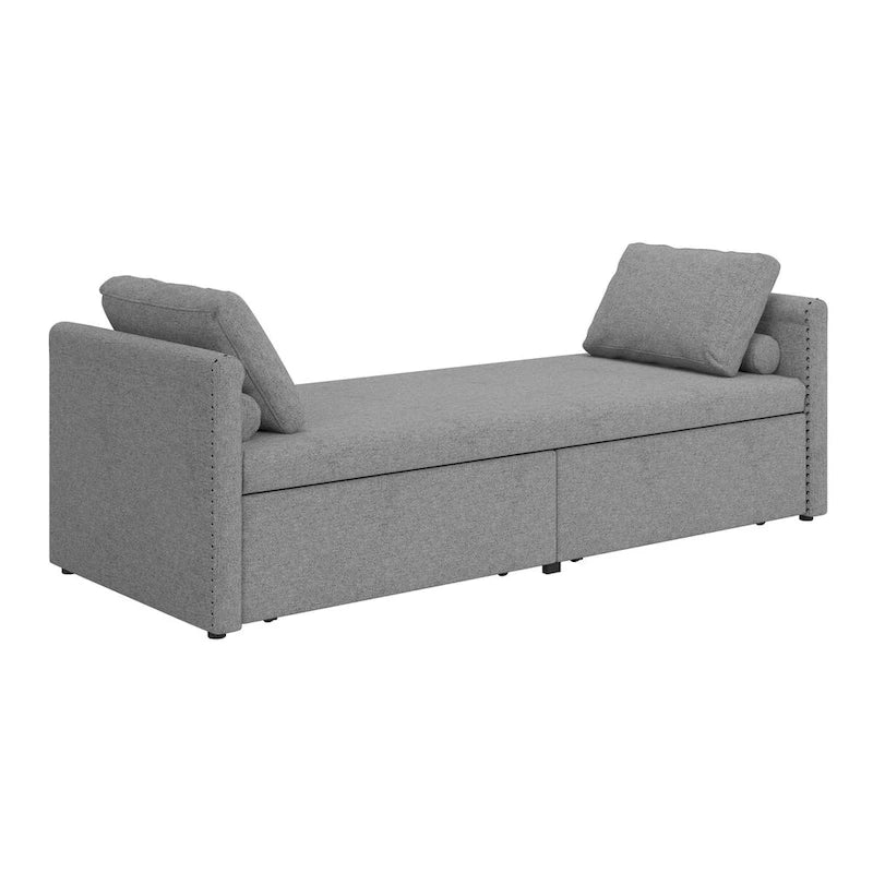 Divano Letto Moderno Imbottito Chaise Longue Letto Singolo Piccolo con 2 Cassetti